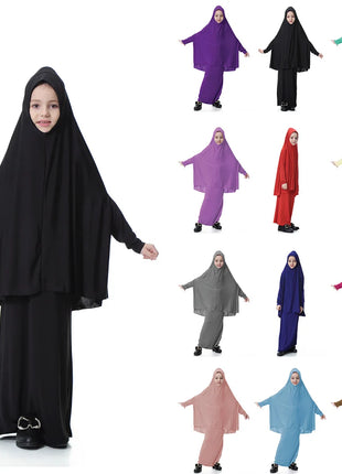 Kids Outfits Muslim Kids Girls Prayer Garment Clothes Overhead Hijab Abaya Islamic Niqab Kaftan Khimar Caftan Arabic Robe Eid Ramadan Dress
