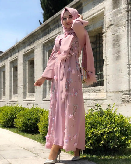 Dress Floral Abaya Dubai Kimono Muslim Hijab Dress Abayas For Women Kaftan Caftan Marocain Prayer Turkish Islamic Clothing Robe Femme