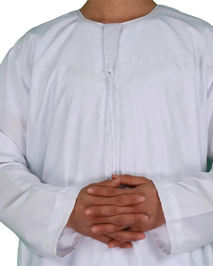 Jubba Muslim Fashion Men Jubba Thobe Long Sleeve White Color Round Neck Islamic Arabic Kaftan Men Abaya  Islamic Clothing