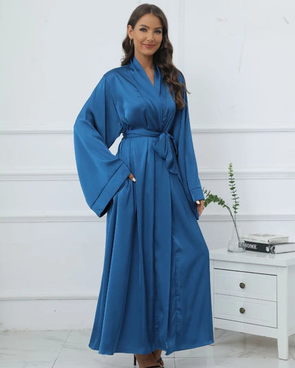 Abaya for Women Kimono Cardigan Dress Flare Sleeve Morocco Ramadan Lace-up Abayas Kaftan Long Robe Vestido Largo 2024