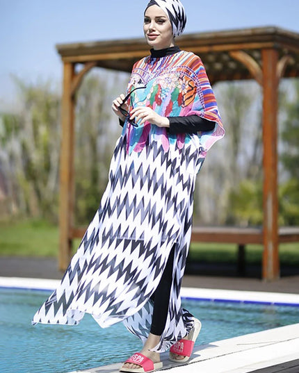 Swimwear Modest Swimwear Hijab Swimsuit Women Swimming Suit Cover Ups Hijabs For Woman Islamic Long Sleeve Burkini Swim Bathing