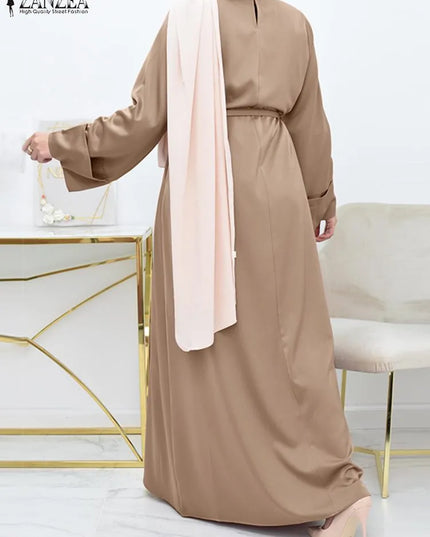 Dress Fashion Abaya Hijab Sundress Women Muslim Dress Autumn Solid Party Vestidos Dubai Turkey Jilbab Islamic Clothing Kaftan