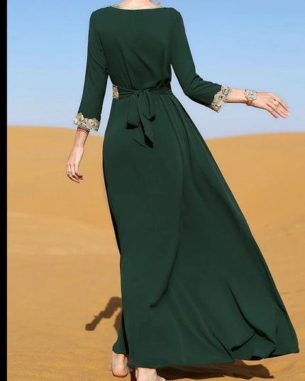 Dress Elegant Muslim Women Embroidery Lace Retro Fashion Abaya Party Long Dress Morocco Kaftan IslamClothing Dubai Turkey Robe