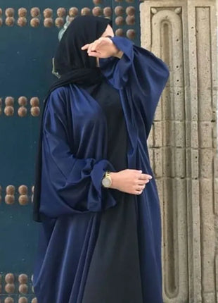 Abaya Ramadan Open Abaya Kimono Femme Muslim Satin Hijab Dress Abayas for Women Dubai Kaftan Robe Islam Elegant Modest Clothes