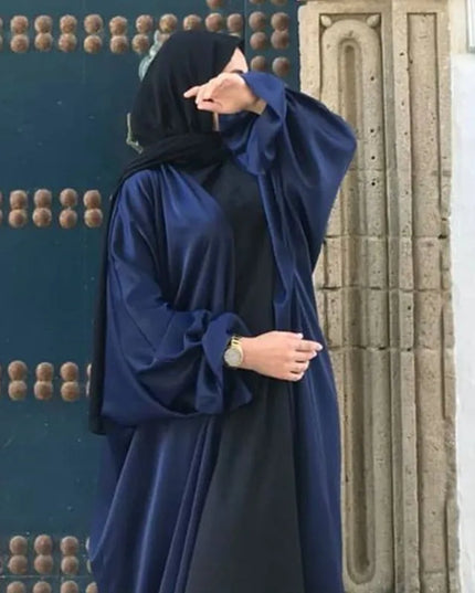 Abaya Ramadan Open Abaya Kimono Femme Muslim Satin Hijab Dress Abayas for Women Dubai Kaftan Robe Islam Elegant Modest Clothes