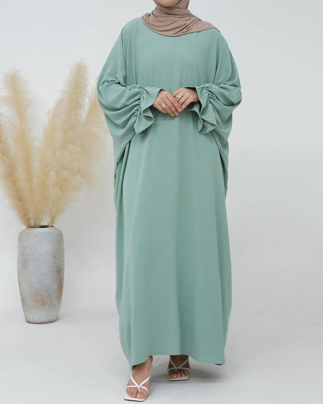 Abaya - Ramadan Abaya Dubai Crepe Bat Sleeve Plain Muslim Hijab Dress for Women Prayer Abayas Turkish Islam Clothing Kaftan Robe Jilbab