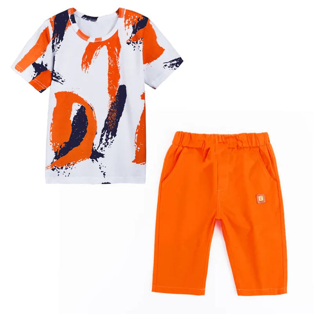 Kids outfits Boys Kids 2023 New summer outfits Cotton Teenage Boys Clothing casual Suit Children Short Sleeve Shirt Shorts Set 4 6 8 12 Years