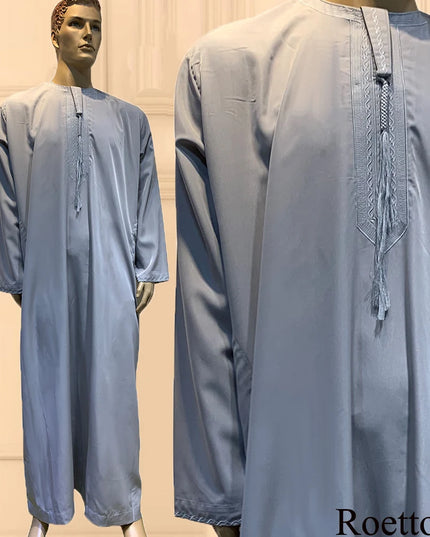 Jubba Long Sleeve Aman Abaya 1Piece Jubba Thobe For Men Kaftan Pakistan Muslim Saudi Arabia Djellaba Islam Clothing Prayer Robe Afghan