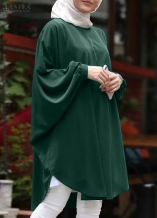 Tunics Muslim Hijab Tops Turkish Blouse Women Long Sleeve Irregular Shirt Turkey Dubai Abaya Loose Blusas Kaftan Isamic Clothing