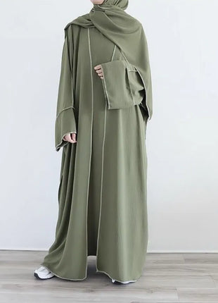 Abaya for Women Dubai Long Dress Muslim 2 piece set Turkey Islamic Modest Cardigan with Inner dress