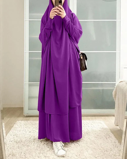 Jilbab-Prayer Outfit Ramadan Jilbab 2 Piece Abaya Khimar Set Muslim Women Prayer Garment Long Hijab Skirt Islamic Clothing Djellaba Dubai Niqab Burka