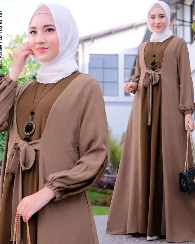 Dress Muslim Women's Prayer Dress Middle East Islamic Color Matching Long Skirt with Pullover  Abaya Khimar Jilbab Kaftan Long Dress