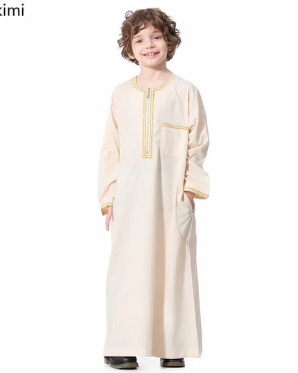 Kids Outfits New2024 Dubai Arab Muslim Kids Boys Clothes Abaya Caftan Robes Islamic Ramadan Clothing Oman Arabic Qatar Child Kaftans Costumes