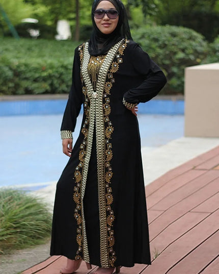 Dress Dubai Arab Islam Abaya Women Muslim Long Dress Sequin Beading Kaftan Robes Elegant Splice Maxi Dresses Islamic Clothing Caftan