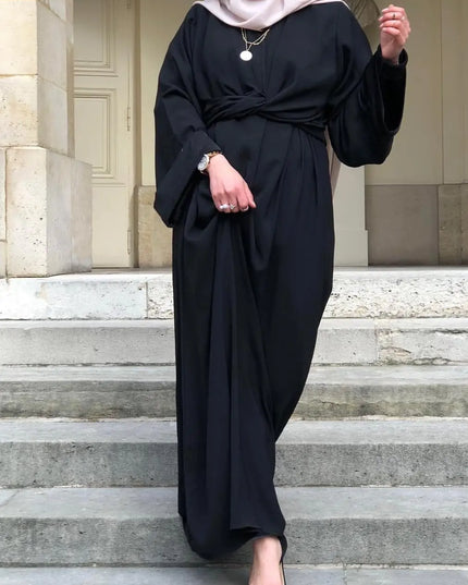 Dress -  Robe Musulmane Turkish Dubai Fashion Silky Muslim kaftan Robe full length Worship Service abaya