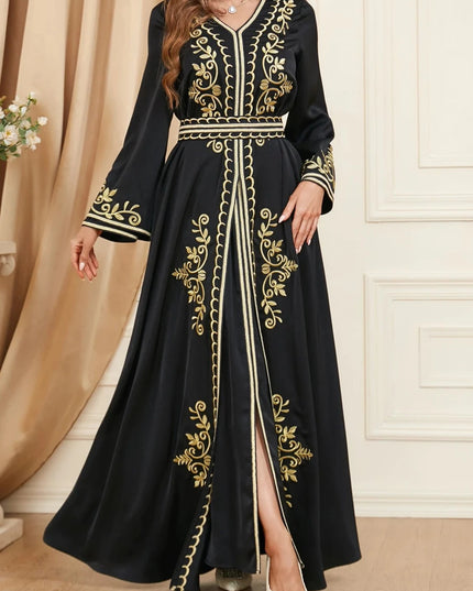 Dress Autumn Muslim Abaya for Women Maxi Dress A-line Dresses Lace-up Morocco Kaftan Dubai Robe Party Dress 2 Piece Set Saudi Arab