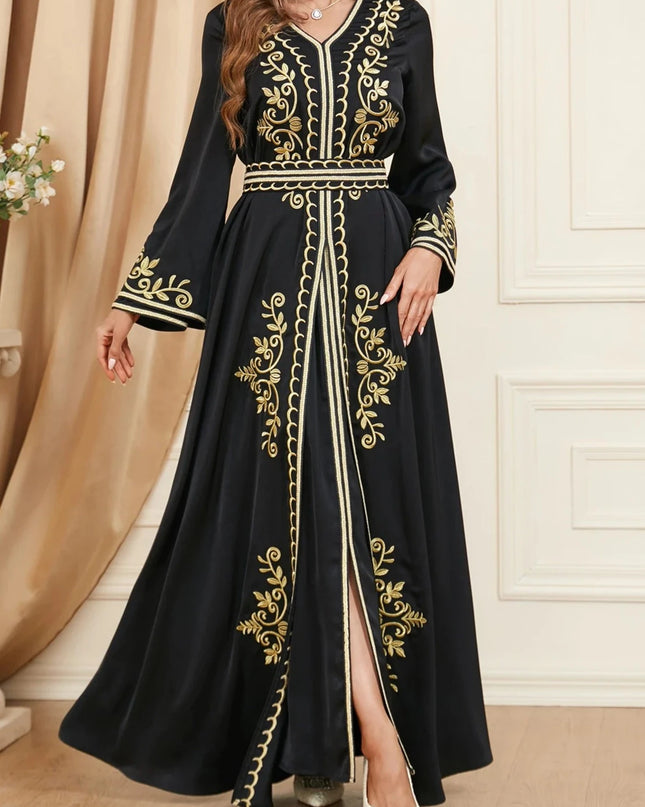 Dress Autumn Muslim Abaya for Women Maxi Dress A-line Dresses Lace-up Morocco Kaftan Dubai Robe Party Dress 2 Piece Set Saudi Arab