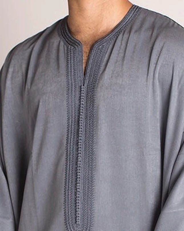 Jubba Durable Kaftan Arab Muslim Robe Men Jubba Thobe Long Sleeve Dubai Islamic Ethnic Gown Nightshirts Fashion Loose Casual Clothes