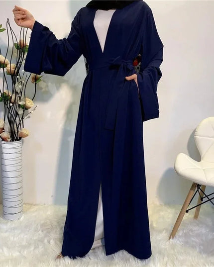 Abaya Solid Open Kaftan Dubai Abaya Turkey Kimono Cardigan Robe Muslim Hijab Dress Ramadan Abayas for Women Caftan Islamic Clothing