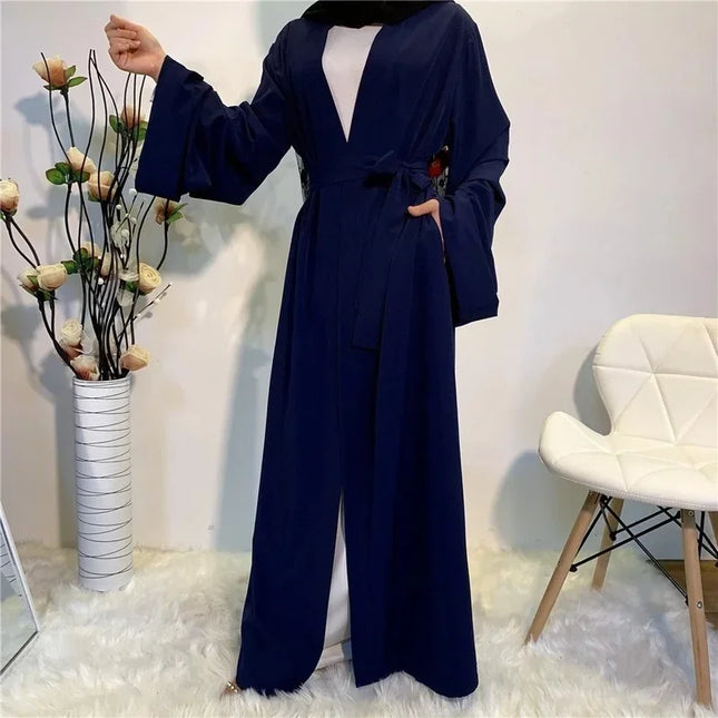 Abaya Solid Open Kaftan Dubai Abaya Turkey Kimono Cardigan Robe Muslim Hijab Dress Ramadan Abayas for Women Caftan Islamic Clothing