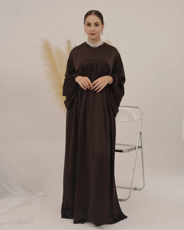 Abaya Muslim Long Dress Women Ramadan Eid Velvet Satin Balloon Sleeve Islamic African Dresses Dubai Turkish Modest Kaftan