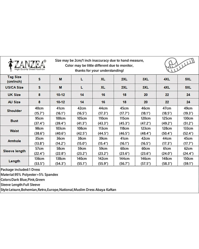 Dress Women Vintage Floral Printed Maxi Dress Autumn Long Sleeve Kaftan Muslim Sundress Robe Femme Ramadan Islamic Clothing