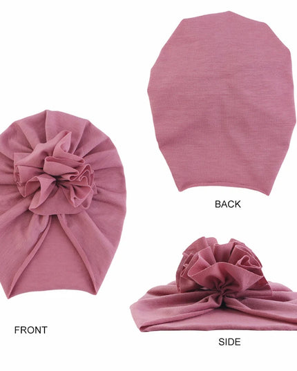 Kids Accessories Muslim Kids Baby Boy Girls Head Wrap Soft Cotton Turban Beanie Hat Flower Cap Peated Headwear Hair Loss Headband Cover Head 1-6Y