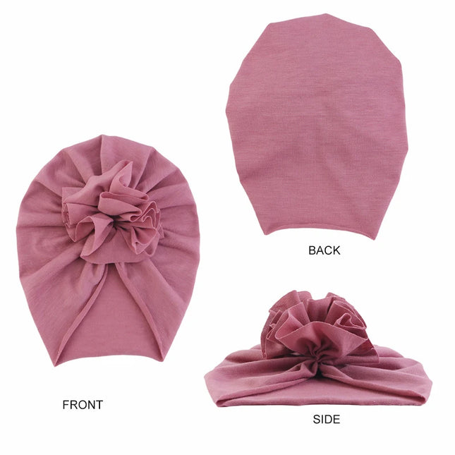 Kids Accessories Muslim Kids Baby Boy Girls Head Wrap Soft Cotton Turban Beanie Hat Flower Cap Peated Headwear Hair Loss Headband Cover Head 1-6Y