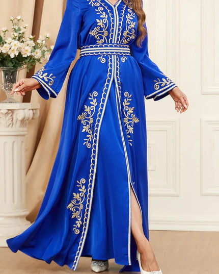 Dress Autumn Muslim Abaya for Women Maxi Dress A-line Dresses Lace-up Morocco Kaftan Dubai Robe Party Dress 2 Piece Set Saudi Arab