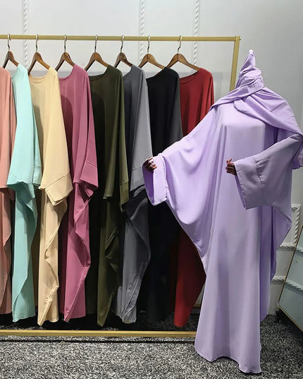 Abaya Mulsim Ramadan Prayer Long Dress Women Nida Batwing Sleeve Hijab Robe African Dresses Islam Dubai  Modest Abayas