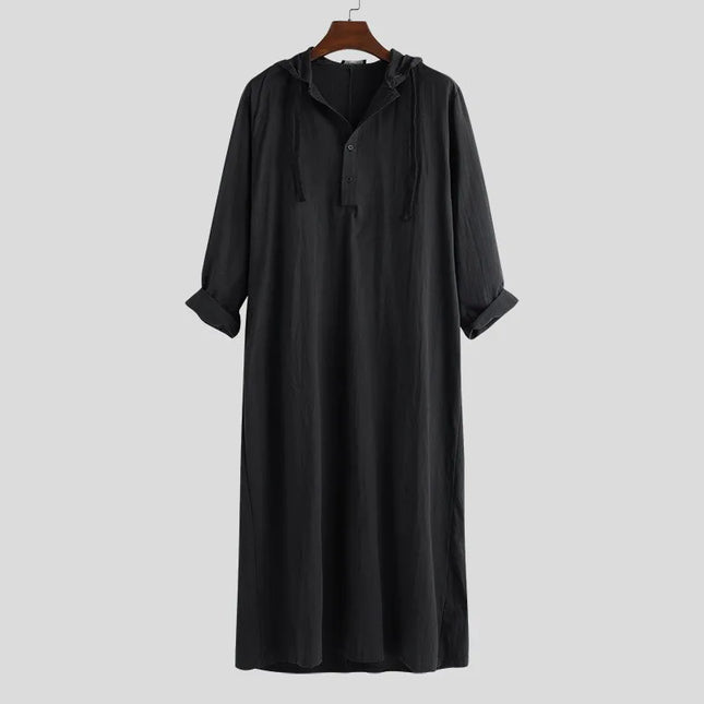 Jubbas Muslim Robes Men Clothing Kaftan Hooded Long Jubba Thobe Arab Turkish Abaya Islam Habit Musulman Homme Solid Color Ramadan Dress