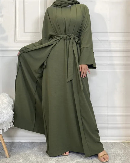 Abaya Matching Muslim Sets Open Abayas for Women Dubai Turkey Inner Hijab Dress African Ramadan Eid Islam Outfit Kimono