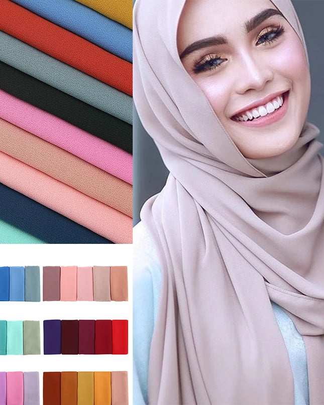 Hijab women plain bubble chiffon scarf hijab wrap printe solid color shawls headband women hijabs scarves/scarf 60 colors