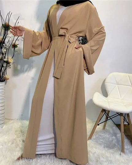 Abaya Solid Open Kaftan Dubai Abaya Turkey Kimono Cardigan Robe Muslim Hijab Dress Ramadan Abayas for Women Caftan Islamic Clothing