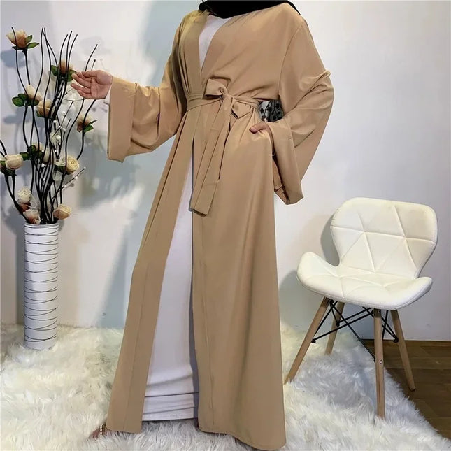 Abaya Solid Open Kaftan Dubai Abaya Turkey Kimono Cardigan Robe Muslim Hijab Dress Ramadan Abayas for Women Caftan Islamic Clothing