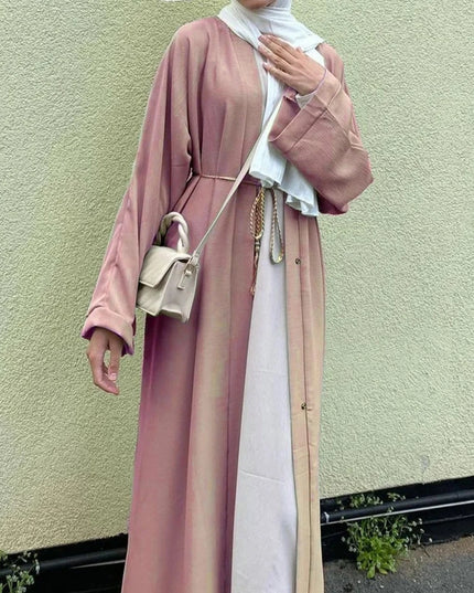 Abaya Casual Kimono Abaya Turkey Plain Crepe Open Abayas for Women Dubai Islamic Clothing Muslim Hijab Dress Ramadan Eid Kaftan Robe