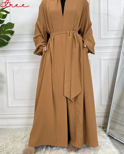 Abaya  Fashion Kimono Muslim Dress Smooth Silky Elegant Pure Color Long Muslim Abayas Women Modest Wear Clothing Robe