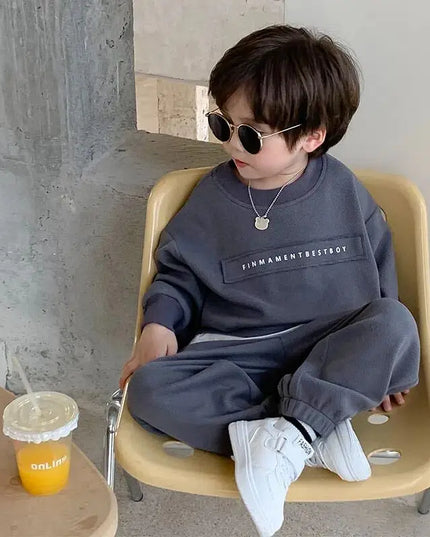 Kids outfit Spring and Autumn Children's Clothing Set 2023 New Korean Version Casual Boys' Sweater Pants 2 Piece Set Baby Loose Sports Set