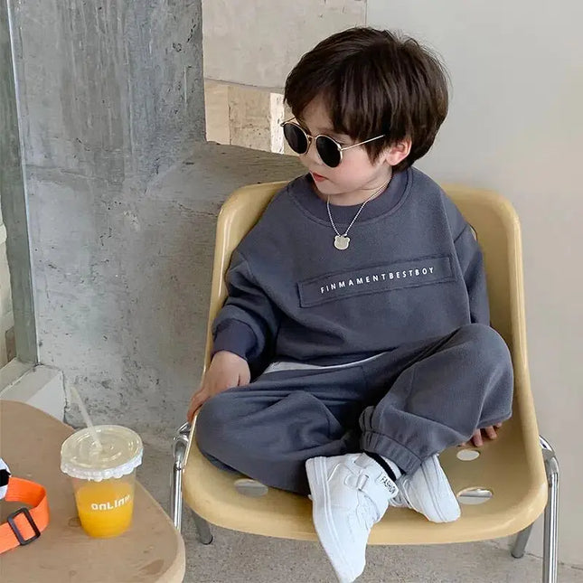 Kids outfit Spring and Autumn Children's Clothing Set 2023 New Korean Version Casual Boys' Sweater Pants 2 Piece Set Baby Loose Sports Set