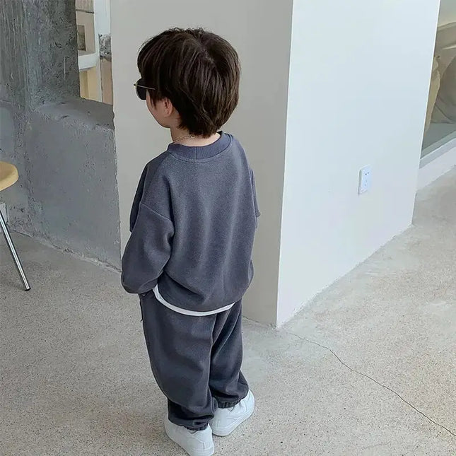 Kids outfit Spring and Autumn Children's Clothing Set 2023 New Korean Version Casual Boys' Sweater Pants 2 Piece Set Baby Loose Sports Set