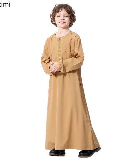 Kids Outfits New2024 Dubai Arab Muslim Kids Boys Clothes Abaya Caftan Robes Islamic Ramadan Clothing Oman Arabic Qatar Child Kaftans Costumes