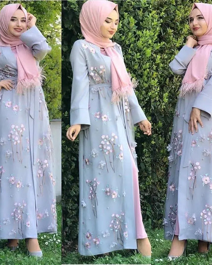 Dress Floral Abaya Dubai Kimono Muslim Hijab Dress Abayas For Women Kaftan Caftan Marocain Prayer Turkish Islamic Clothing Robe Femme