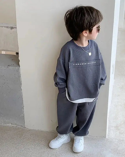 Kids outfit Spring and Autumn Children's Clothing Set 2023 New Korean Version Casual Boys' Sweater Pants 2 Piece Set Baby Loose Sports Set