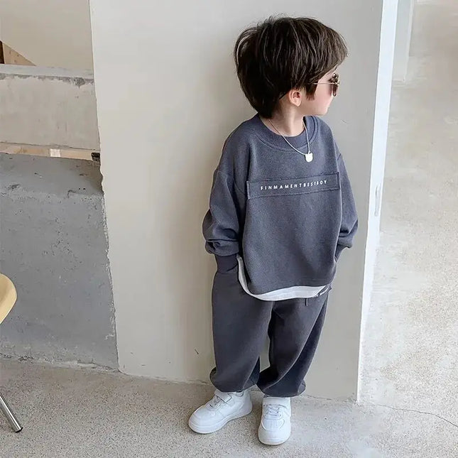 Kids outfit Spring and Autumn Children's Clothing Set 2023 New Korean Version Casual Boys' Sweater Pants 2 Piece Set Baby Loose Sports Set