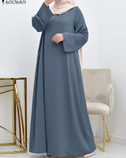 Dress Fashion Abaya Hijab Sundress Women Muslim Dress Autumn Solid Party Vestidos Dubai Turkey Jilbab Islamic Clothing Kaftan