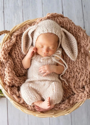 Baby Photo  Props Bunny Costume Romper Rabbit Hat Newborn Photo Props Photography Clothes Knitted Outfit 2PCS