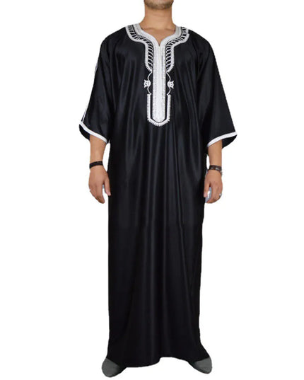 Jubba - Muslim Fashion Men Jubba Thobes Arabic Pakistan Dubai Kaftan Abaya Robes Islamic Clothing Saudi Arabia Black Long Blouse Dress