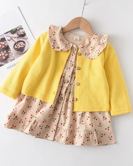 Babies Outfits Bear Leader Girls Flowers Party Dress 2023 New Autumn Children Casual Costumes Kids Floral Vestidos Retro Todderl Baby Outfits