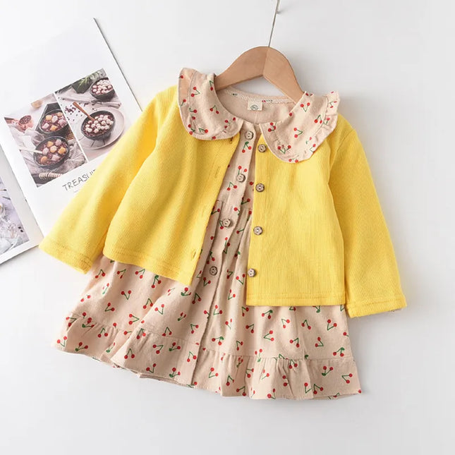 Babies Outfits Bear Leader Girls Flowers Party Dress 2023 New Autumn Children Casual Costumes Kids Floral Vestidos Retro Todderl Baby Outfits