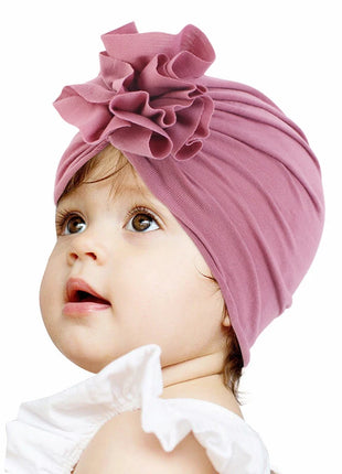Kids Accessories Muslim Kids Baby Boy Girls Head Wrap Soft Cotton Turban Beanie Hat Flower Cap Peated Headwear Hair Loss Headband Cover Head 1-6Y